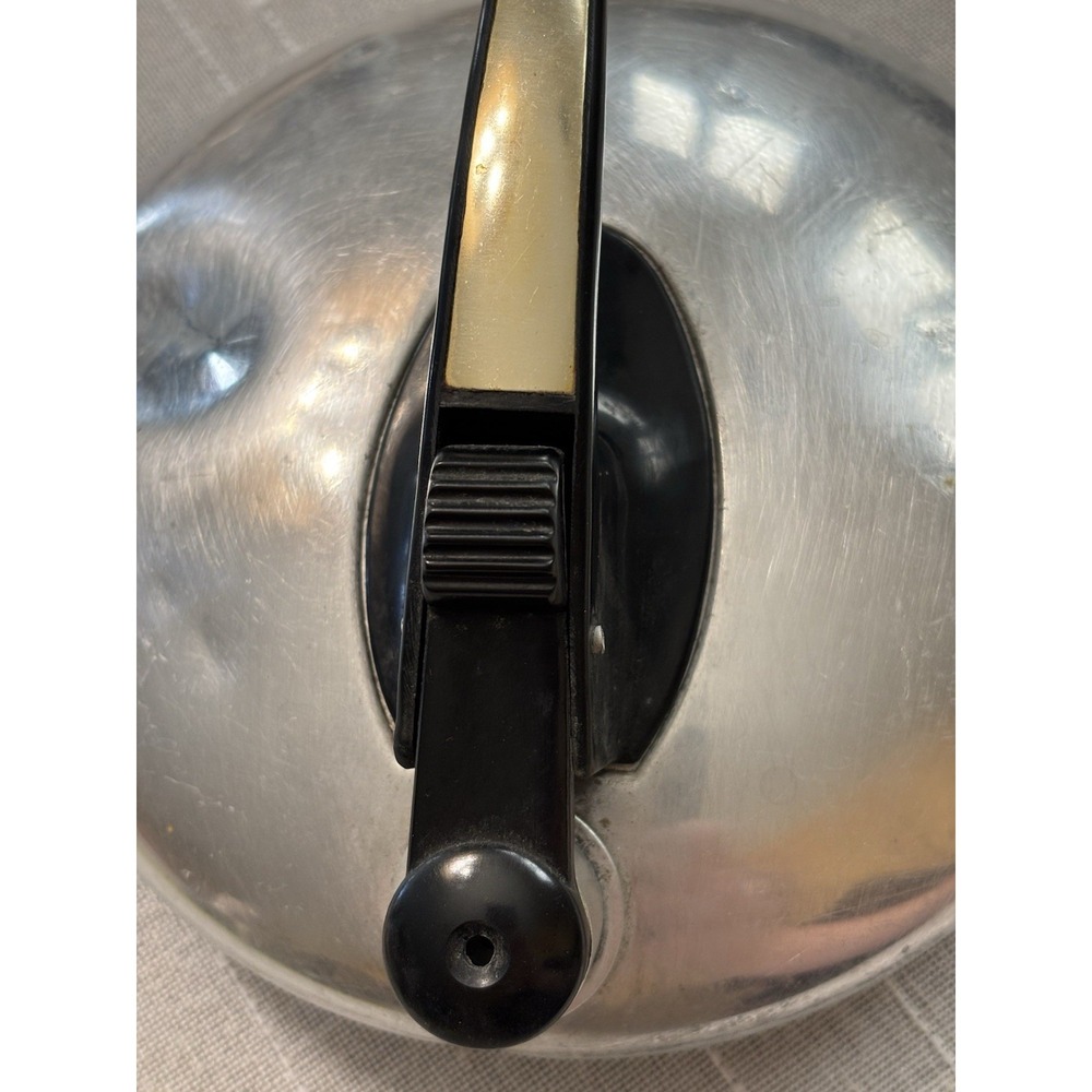 Unique Vintage Art Deco UFO Brushed Aluminum Whistling Tea Kettle Travel Size - Picture 4 of 12